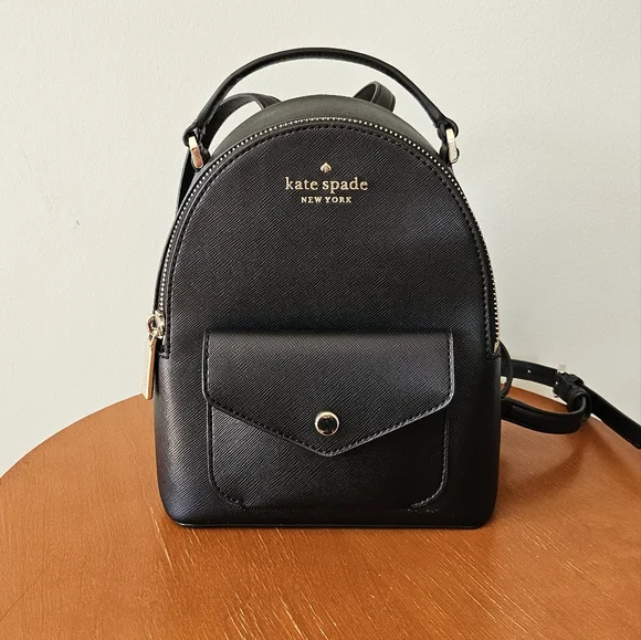 Kate Spade New York Black Saffiano Leather Schuyler Mini Backpack - Picture 4 of 10